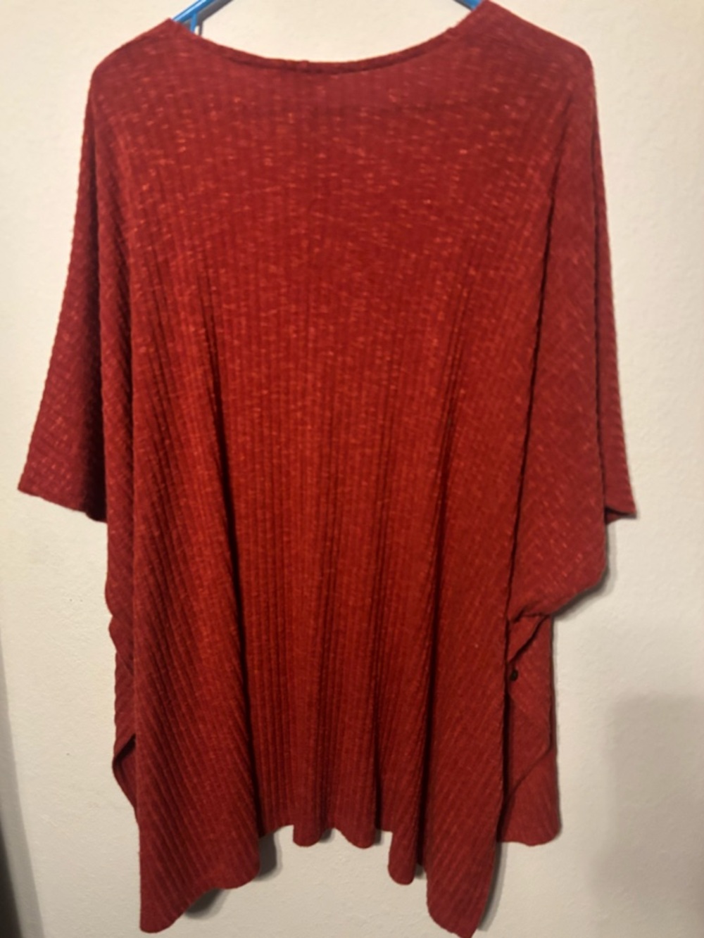 Candie’s Rust Waffle Knit Open Front Cardigan Button Side Batwing Size L - Picture 2 of 5